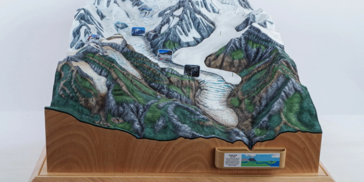 support pédagogique glacier IGE maquette 3D glaciologie, réchauffement, climat